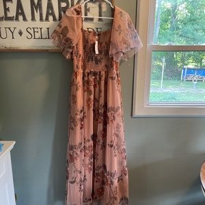 Baltic Born Womens Cassandra Tulle Maxi Dress | Copper Floral.